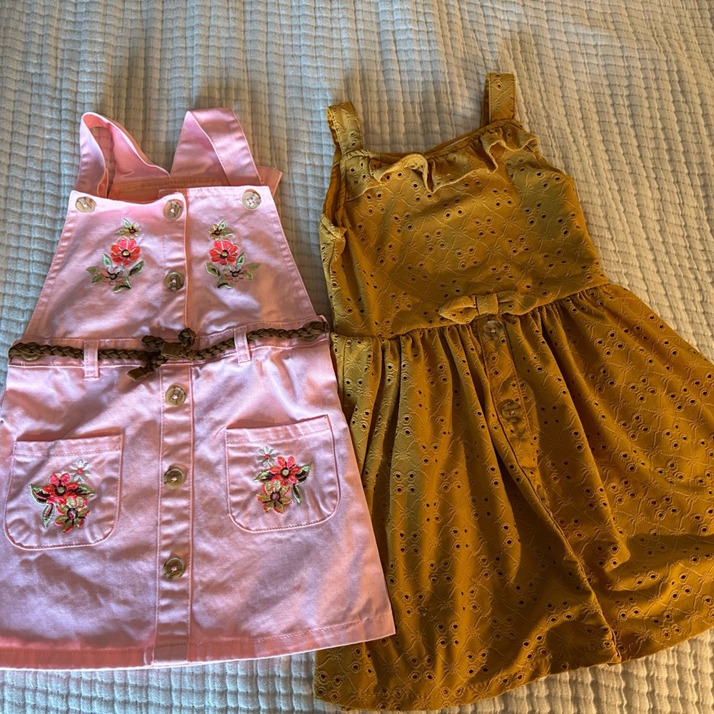 Little Lass Pink and Mustard Dress Set